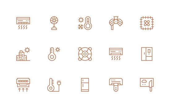 Regular Line Icons from Cooling Set with 15 Vectors Balanced Icon Set for Functional Design