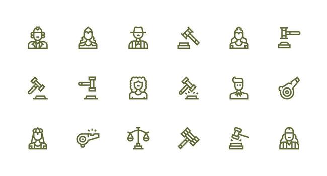 Judge Icon Set with 18 Strong Stroke Line Graphics Flexible Icon System for Web Interfaces vector