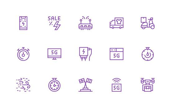 Fast Visual Pack containing 15 Regular Line Icons Design Ready Icon Set for Teams vector