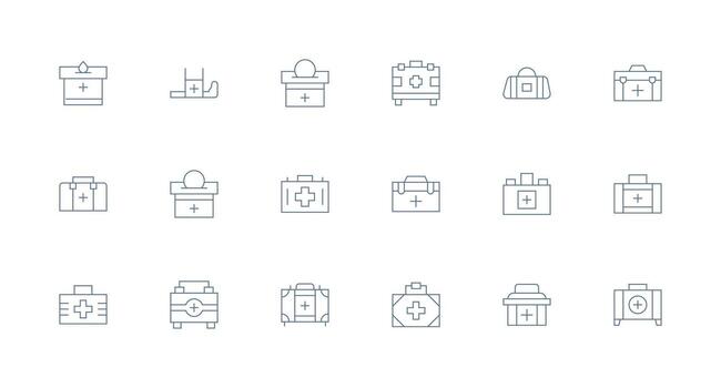 18 mínimo línea estilo íconos desde vendajes colección ligero icono serie para rápido prototipos vector