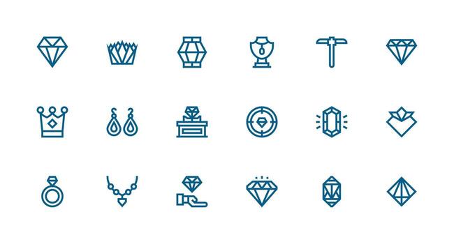 18 Icons for Gem in Strong Stroke Line Format Flexible Icon System for Web Interfaces vector