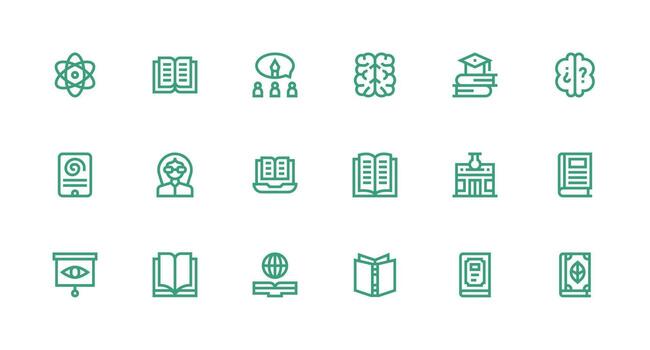 conocimiento icono colección con 18 fuerte carrera línea diseños usuario interfaz íconos para digital productos vector