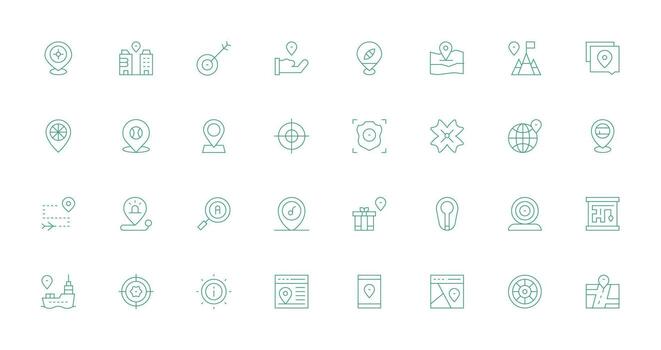 Delgado línea estilo determinar con precisión íconos con 32 vectores flexible icono sistema para web interfaces