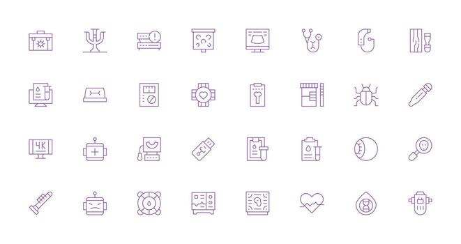 32 íconos para diagnóstico en Delgado línea formato funcional icono serie vector