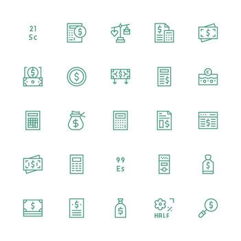 25 Icons for Cost in Medium Stroke Outline Format Interface Icon Collection for Daily Projects vector