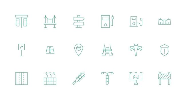 18 Minimal Line Designs for Highway Icons Scalable Icons for Cross-Platform Interfaces vector
