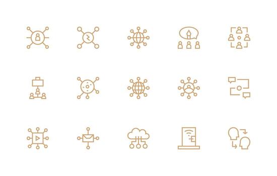 Sharing Visual Pack containing 15 Regular Line Icons Basic Icon Series vector