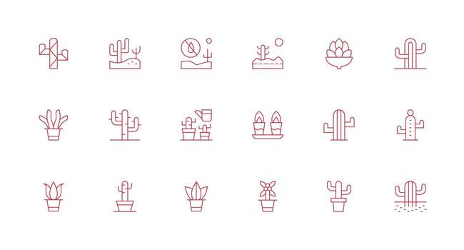Minimal Line Icons from Cactus Set with 18 Vectors Icons Built for Visual Consistency Pack