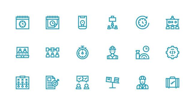 Project Icon Set with 18 Strong Stroke Line Graphics General Use Icon Pack vector