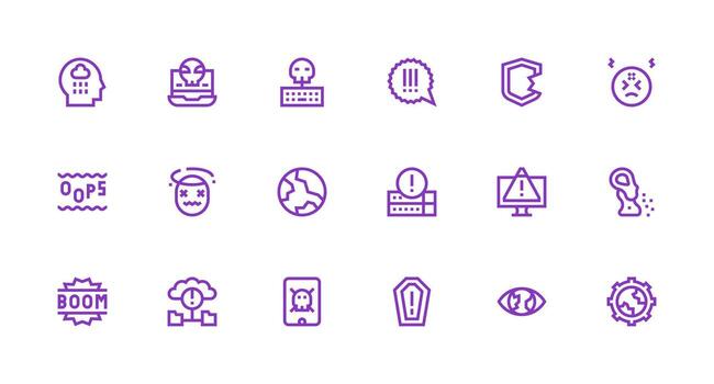 sistema fracaso visual paquete conteniendo 18 fuerte carrera línea íconos basado en temas icono paquete vector