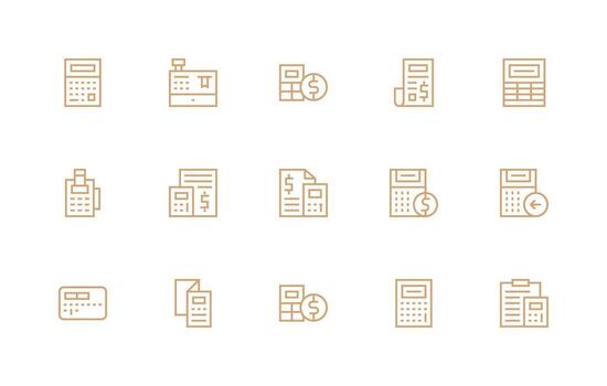 Accounting Software Icon Collection with 15 Regular Line Designs Interface Icons for Daily Use vector