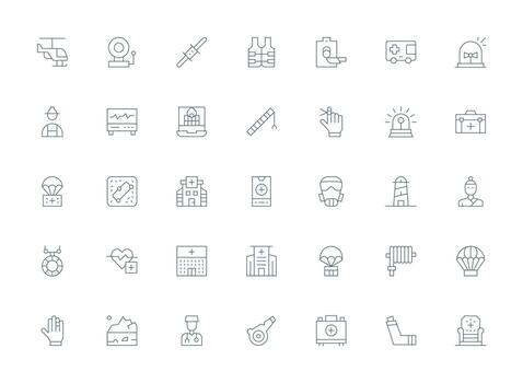 35 íconos para emergencia en ligero línea formato completamente editable icono conjunto para web vector