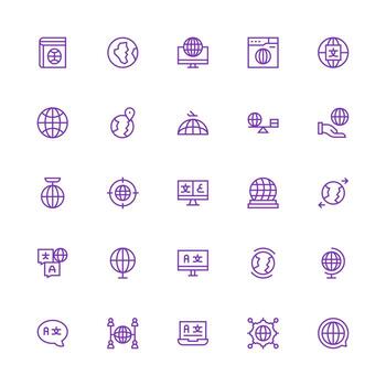 medio carrera contorno íconos desde internacionalización conjunto con 25 vectores mínimo icono conjunto para interfaz proyectos