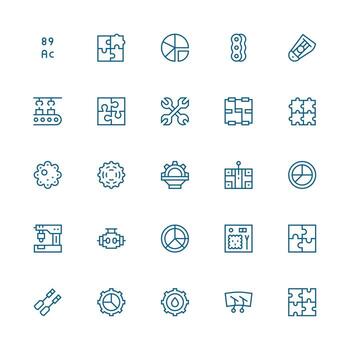 Parts Icon Set with 25 Medium Stroke Outline Graphics High-Resolution Icons for Any Platform vector