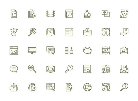 35 Icons for Query in Regular Clean Line Format UI and UX Focused Icon Collection vector