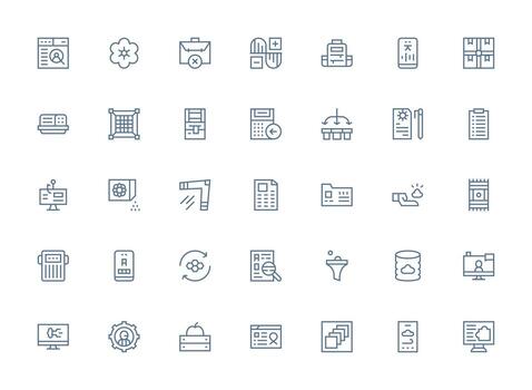35 Regular Clean Line Vectors for Data Management Theme Quick Access Icons for UI Development