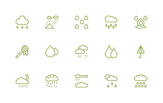 15 Regular Line Style Icons from Drizzle Collection Pixel Perfect Icons for Modern Apps vector