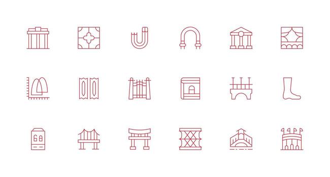 Arch featuring 18 Icons in Minimal Line Design Responsive Icon Set for Flexible Layouts vector
