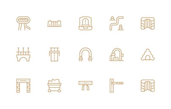 Tunnel Visual Pack containing 15 Regular Line Icons Well-Structured Icons for Creative Use vector