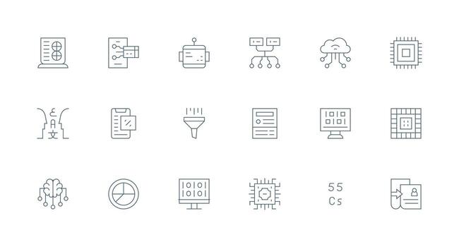 Minimal Line Style Data Processing Icons with 18 Vectors UI and UX Focused Icon Collection