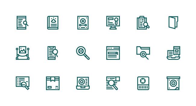 18 Strong Stroke Line Icons for Retrieve Graphics Multi-Style Icon Collection vector