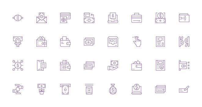 Banking featuring 32 Icons in Thin Line Design Essential Icons for Rapid UI Building vector