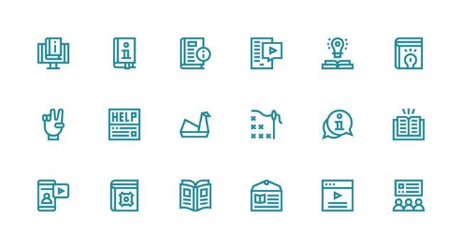 18 fuerte carrera línea estilo íconos desde tutorial colección limpiar icono colección para web utilizar vector