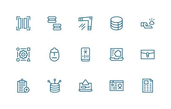 15 regular línea íconos para datos administración gráficos profesional icono conjunto vector