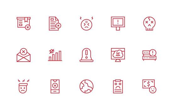 15 error íconos en regular línea estético moderno línea y glifo icono serie vector