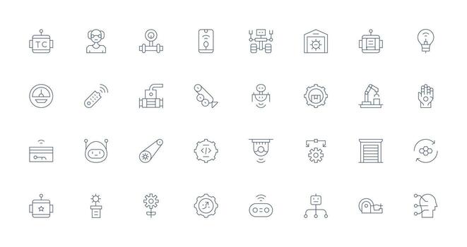 32 Thin Line Vectors for Automation Theme Quick Access Icons for UI Development