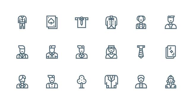 Strong Stroke Line Style Suit Icons with 18 Vectors Neatly Designed Icons for Web Platforms