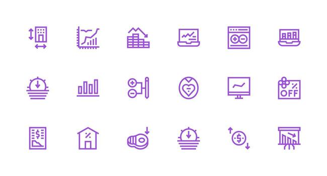 18 Strong Stroke Line Vectors for Decrease Theme Fully Editable Icon Set for Web