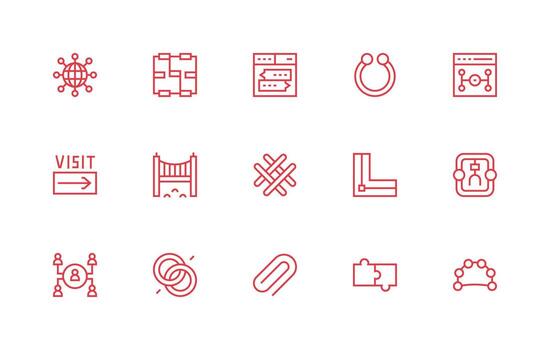 Link Visual Pack containing 15 Regular Line Icons Web Icon Collection vector