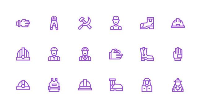 Labor Visual Pack containing 18 Strong Stroke Line Icons Well-Structured Icons for Creative Use vector