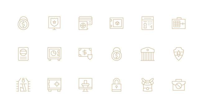 bóveda visual paquete conteniendo 18 mínimo línea íconos pulcramente diseñado íconos para web plataformas vector