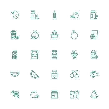 Medium Stroke Outline Icons from Vitamin Set with 25 Vectors User Interface Icons for Digital Products