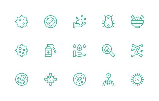 Regular Line Icons from Bacteria Set with 15 Vectors Pixel Perfect Icon Set