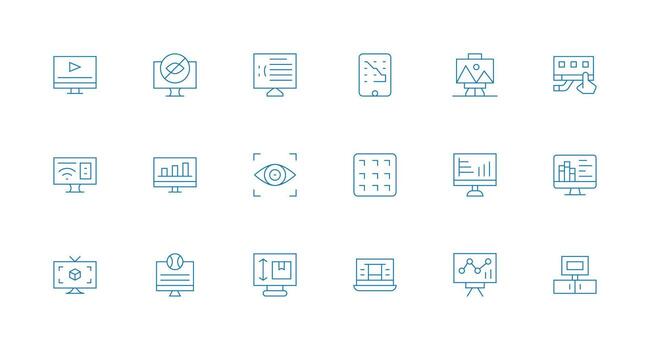Screen featuring 18 Icons in Minimal Line Design Icons Built for Visual Consistency Pack vector