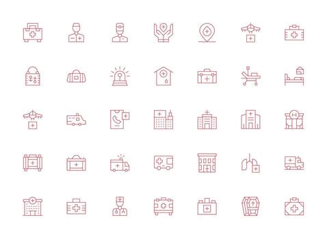 Light Line Icons from Ambulance Set with 35 Vectors Fully Editable Icon Set for Web