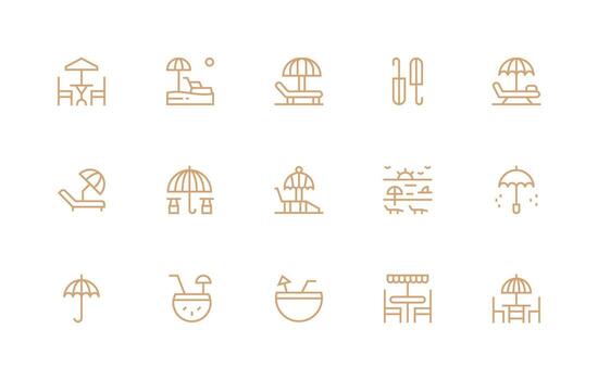 Regular Line Icons from Umbrella Set with 15 Vectors Line Icon Collection