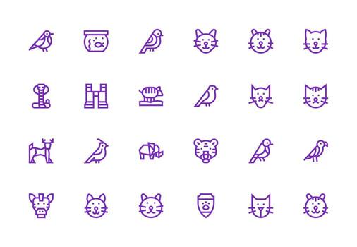 Thick Line Line Icons from Zoo Set with 24 Vectors Balanced Icon Set for Functional Design