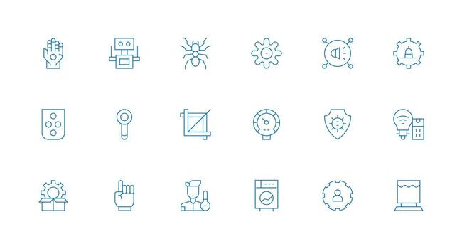 18 mínimo línea estilo íconos desde controlar colección simplificado icono paquete para visual herramientas vector