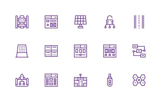 módulo diseño íconos presentando 15 en regular línea estilo sensible icono conjunto para flexible diseños vector