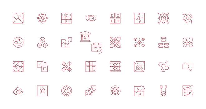 32 íconos para enclavamiento en Delgado línea formato profesional icono paquete para desarrollo trabajo vector