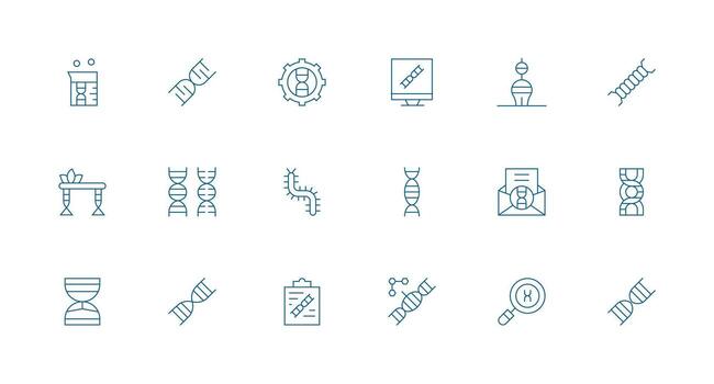 18 Minimal Line Designs for Gene Icons Minimal Icon Set for Interface Projects vector