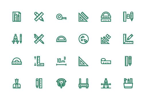 24 Thick Line Line Vectors for Ruler Theme Complete Icon Bundle for Web Design