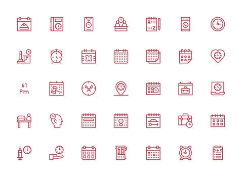 Regular Clean Line Style Appointment Icons with 35 Vectors Functional Icon Series