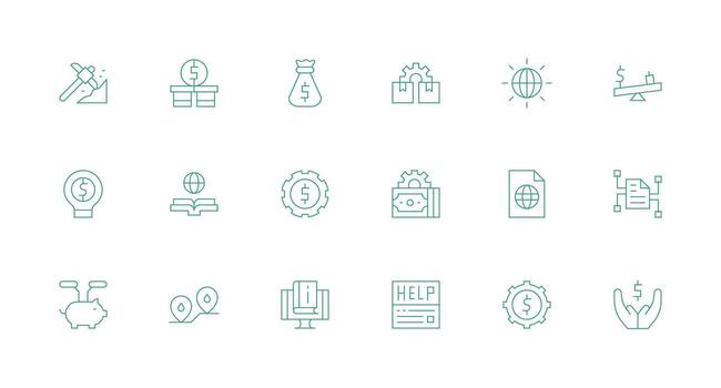 recursos icono conjunto con 18 mínimo línea gráficos moderno línea y glifo icono serie vector