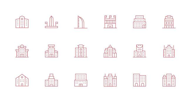 18 Minimal Line Icons for Modern Architecture Graphics Scalable Icons for All Themes vector