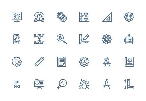 24 Thick Line Line Vectors for Technical Theme Responsive Icon Set for Flexible Layouts